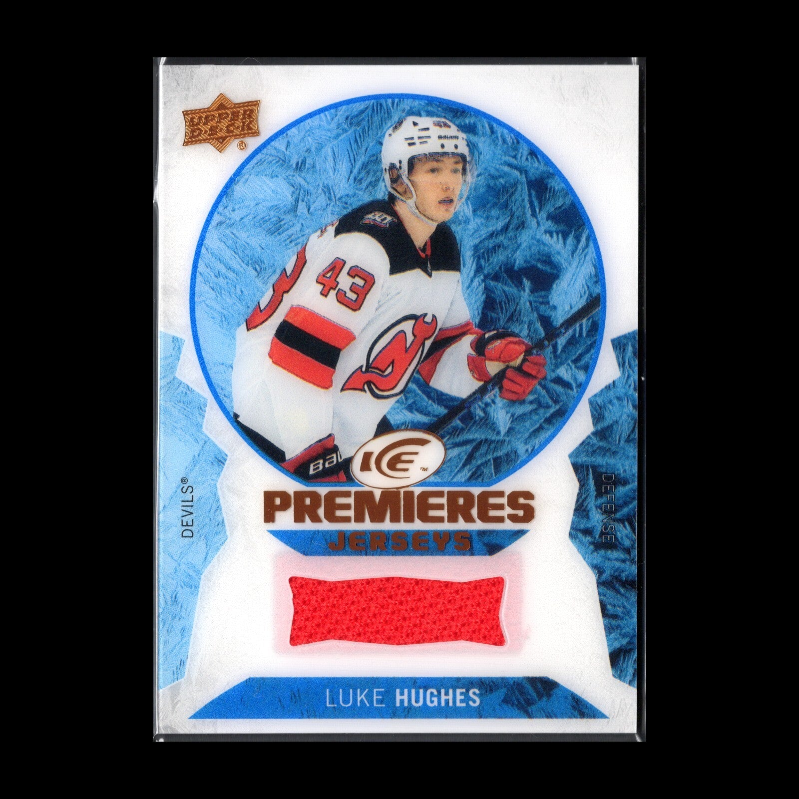 2023-24 UD Ice LUKE HUGHES #IPJ-LH Ice Premieres Jersey RC - New Jersey Devils
