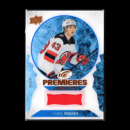 2023-24 UD Ice LUKE HUGHES #IPJ-LH Ice Premieres Jersey RC - New Jersey Devils