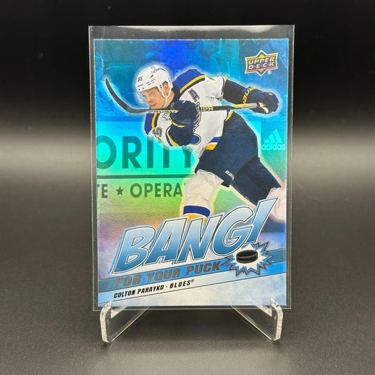 2024-25 UD Series 2 COLTON PARAYKO #BP-6 Bang for your puck - St. Louis Blues