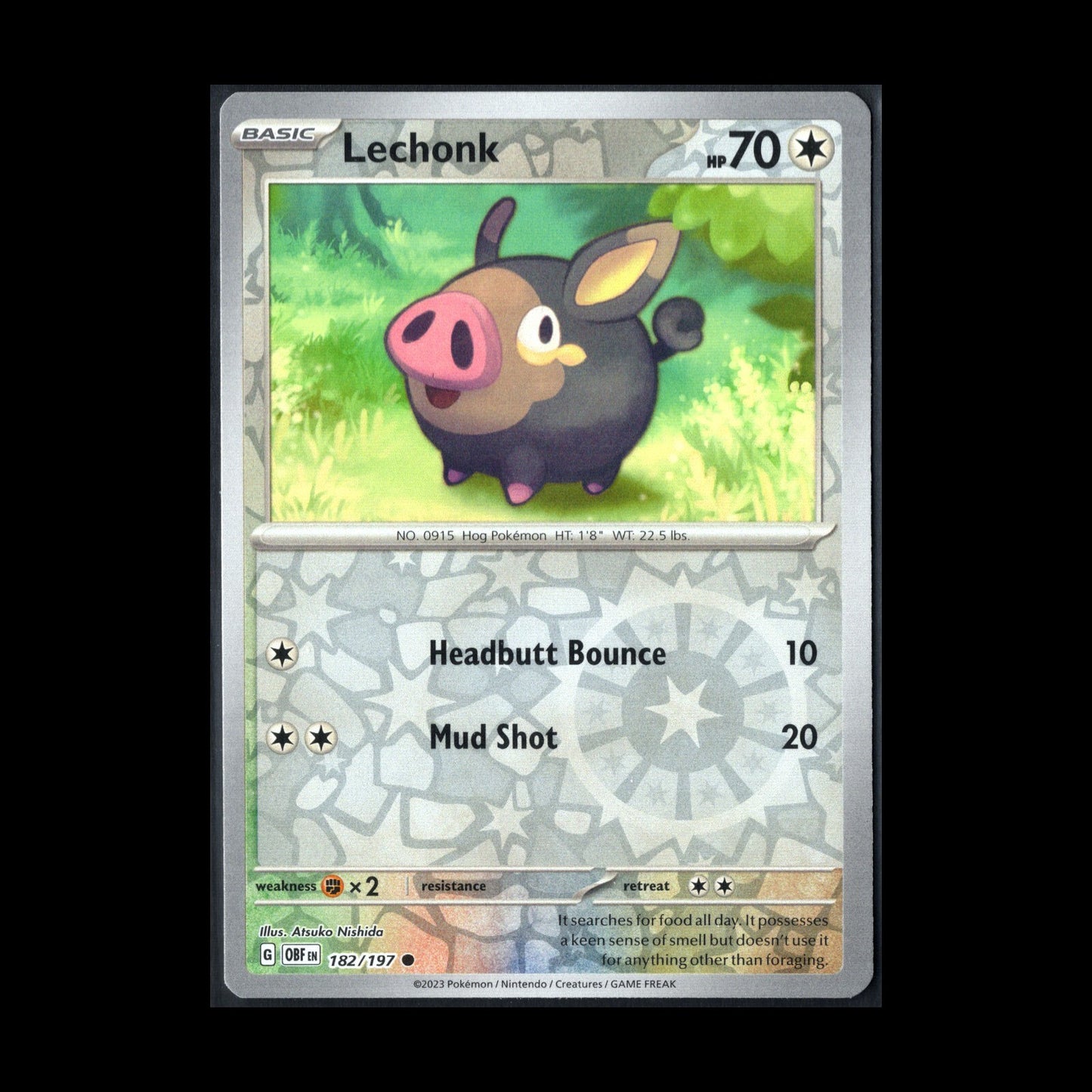 2023 Pokemon TCG Scarlet & Violet Obsidian Flames LECHONK #182/197 Reverse Holo