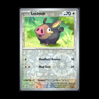 2023 Pokemon TCG Scarlet & Violet Obsidian Flames LECHONK #182/197 Reverse Holo
