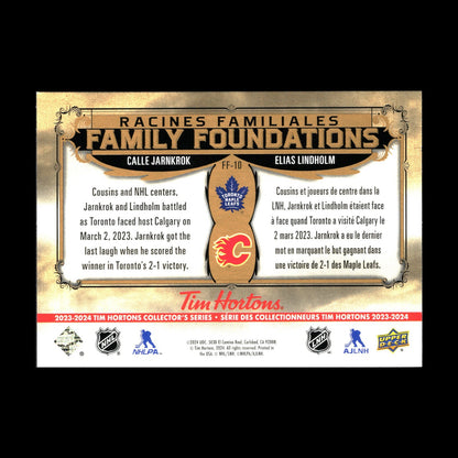 2023-24 UD Tim Hortons CALLE JARNKROK & ELIAS LINDHOLM #FF-10 Family Foundations