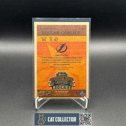 2024-25 UD Credentials DECLAN CARLILE #RTAR-DC Retro Ticket Access Auto