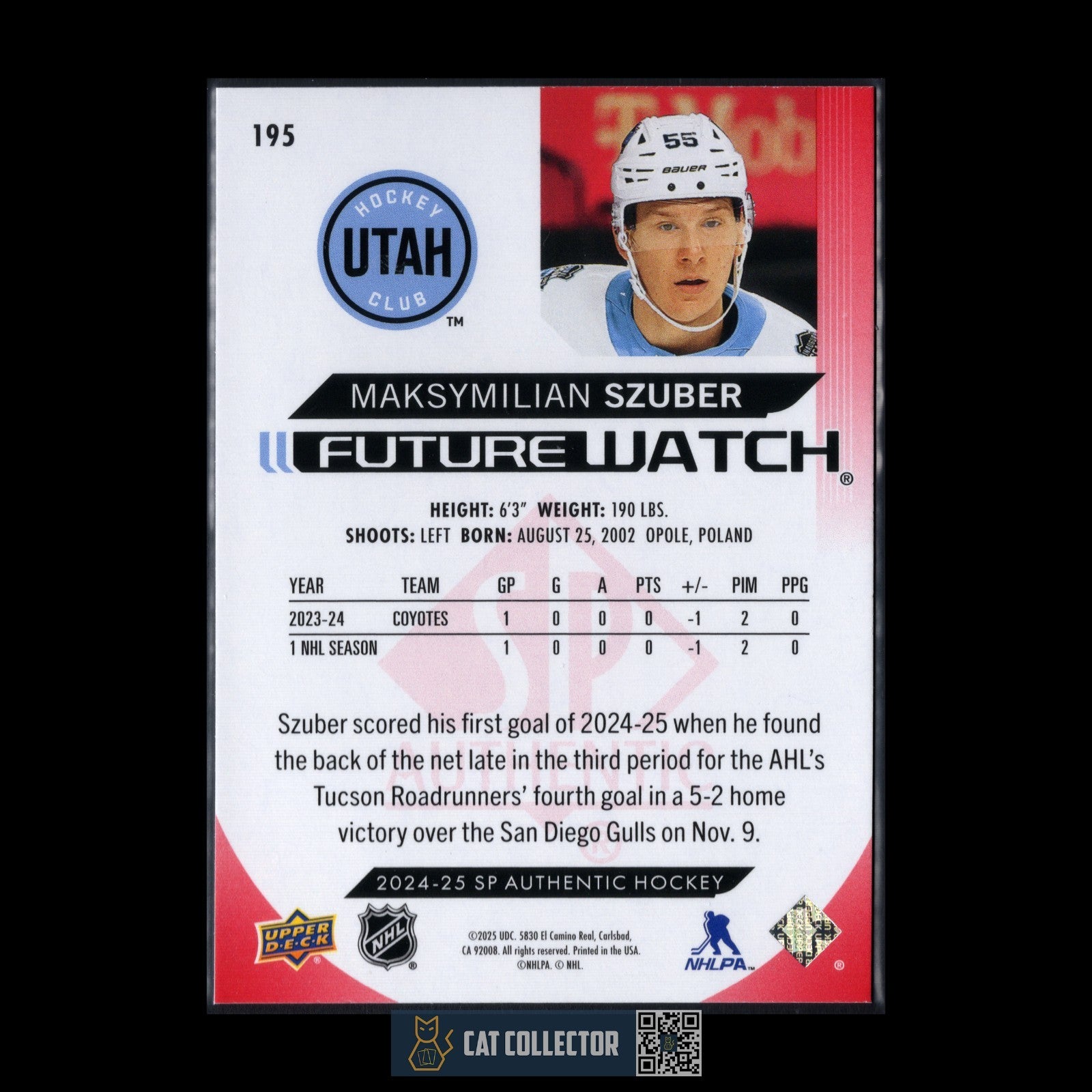 2024-25 UD SP Authentic MAKSYMILIAN SZUBER #195 Future Watch Limited Red RC