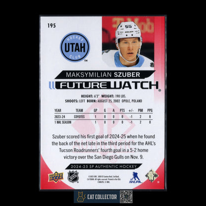 2024-25 UD SP Authentic MAKSYMILIAN SZUBER #195 Future Watch Limited Red RC