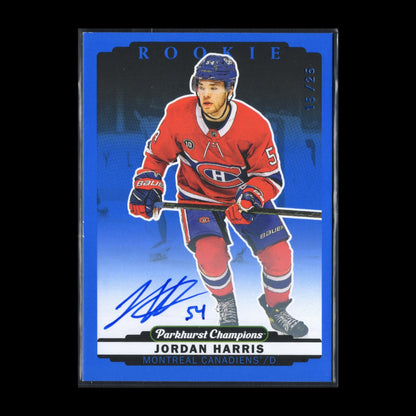 2022-23 UD Parkhurst Champions JORDAN HARRIS #300 Blue Rookie RC AUTOGRAPH /25