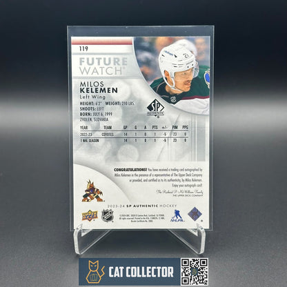 2023-24 UD SP Authentic MILOS KELEMEN #119 Future Watch AUTO Rookie RC /999