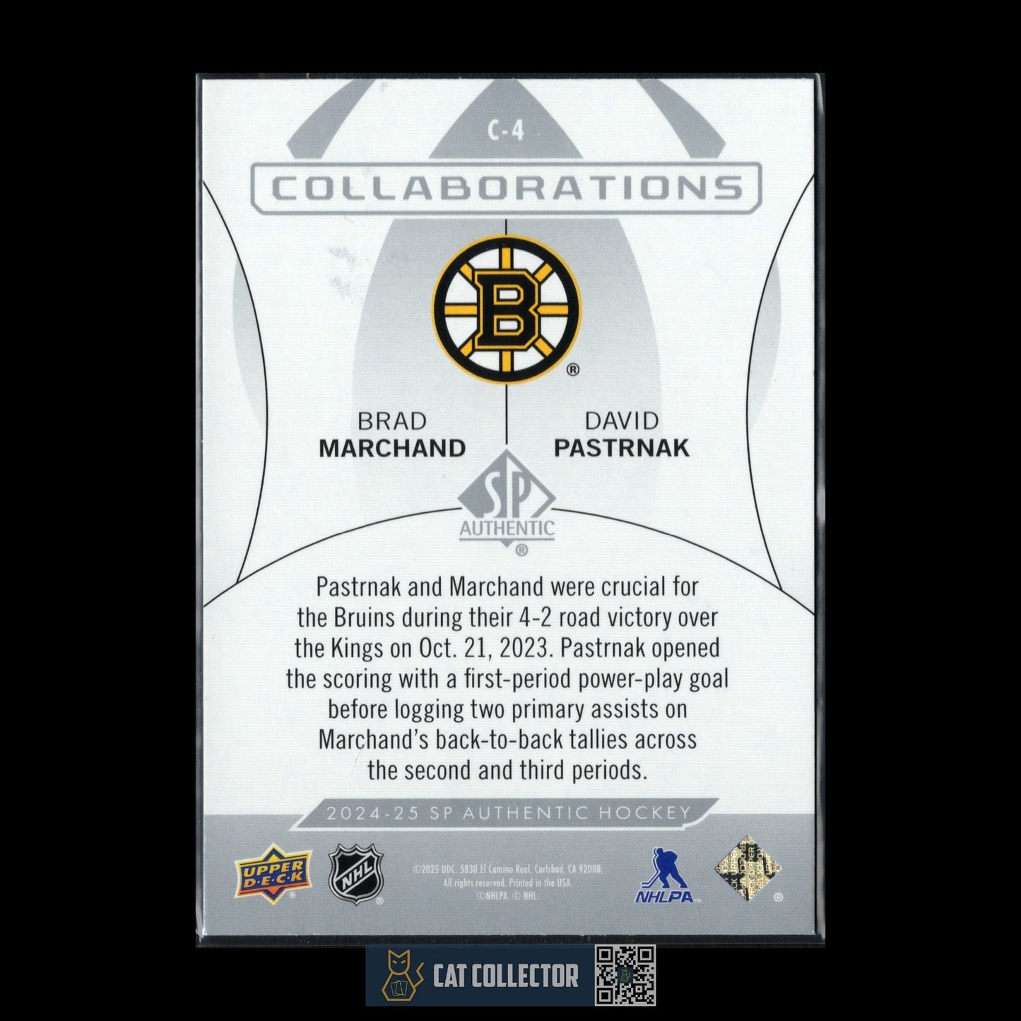 2024-25 UD SP Authentic BRAD MARCHAND / DAVID PASTRNAK #C-4 Collaboration