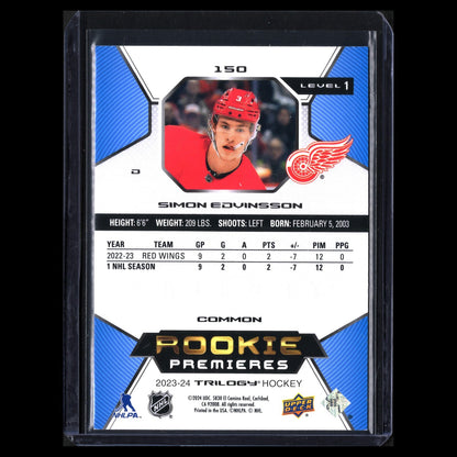 2023-24 UD Trilogy SIMON EDVINSSON #150 Rookie premieres Level 1 /999