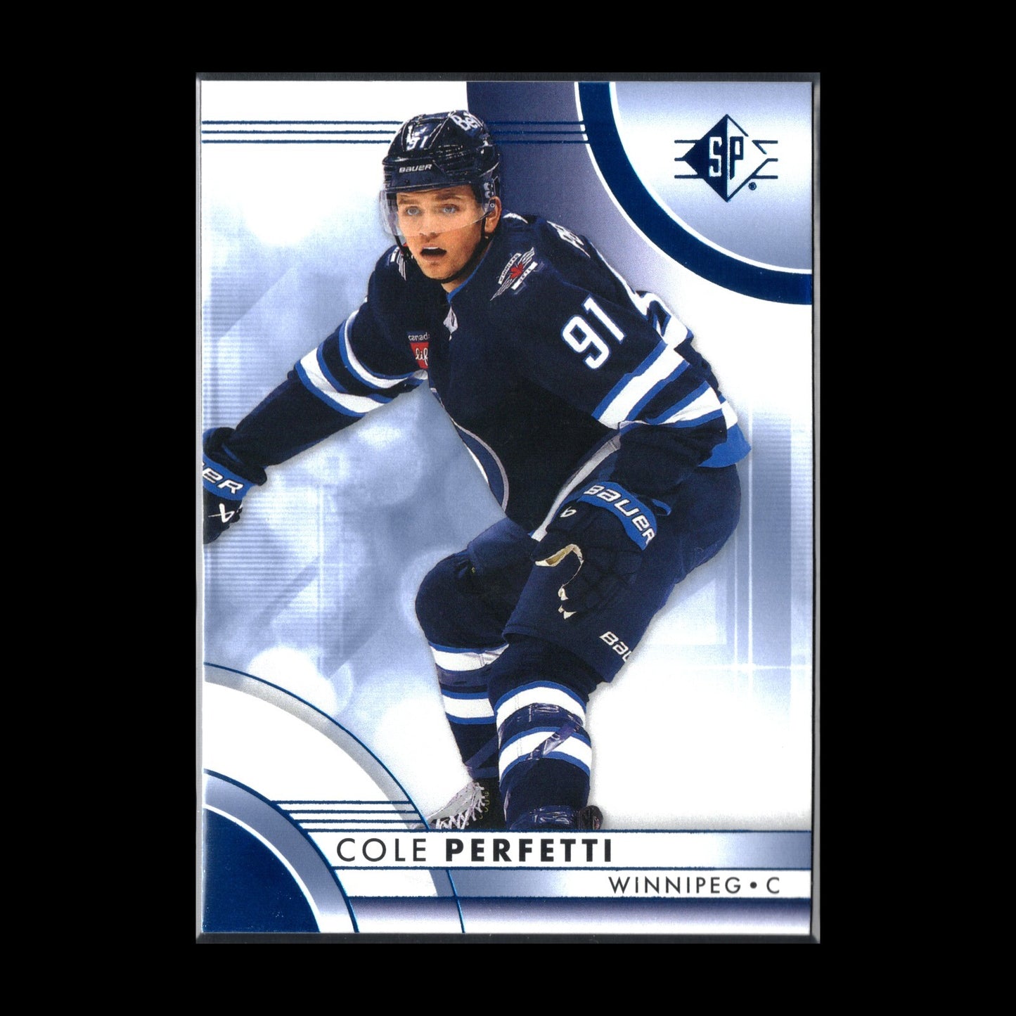 2023-24 UD SP Authentic COLE PERFETTI #63 Blue parallel - Winnipeg Jets