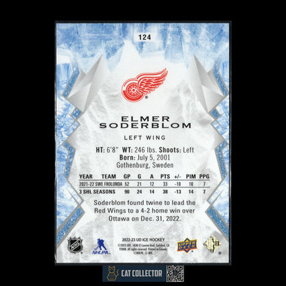 2022-23 UD Ice ELMER SODERBLOM #124 Rookie RC - Detroit Red Wings