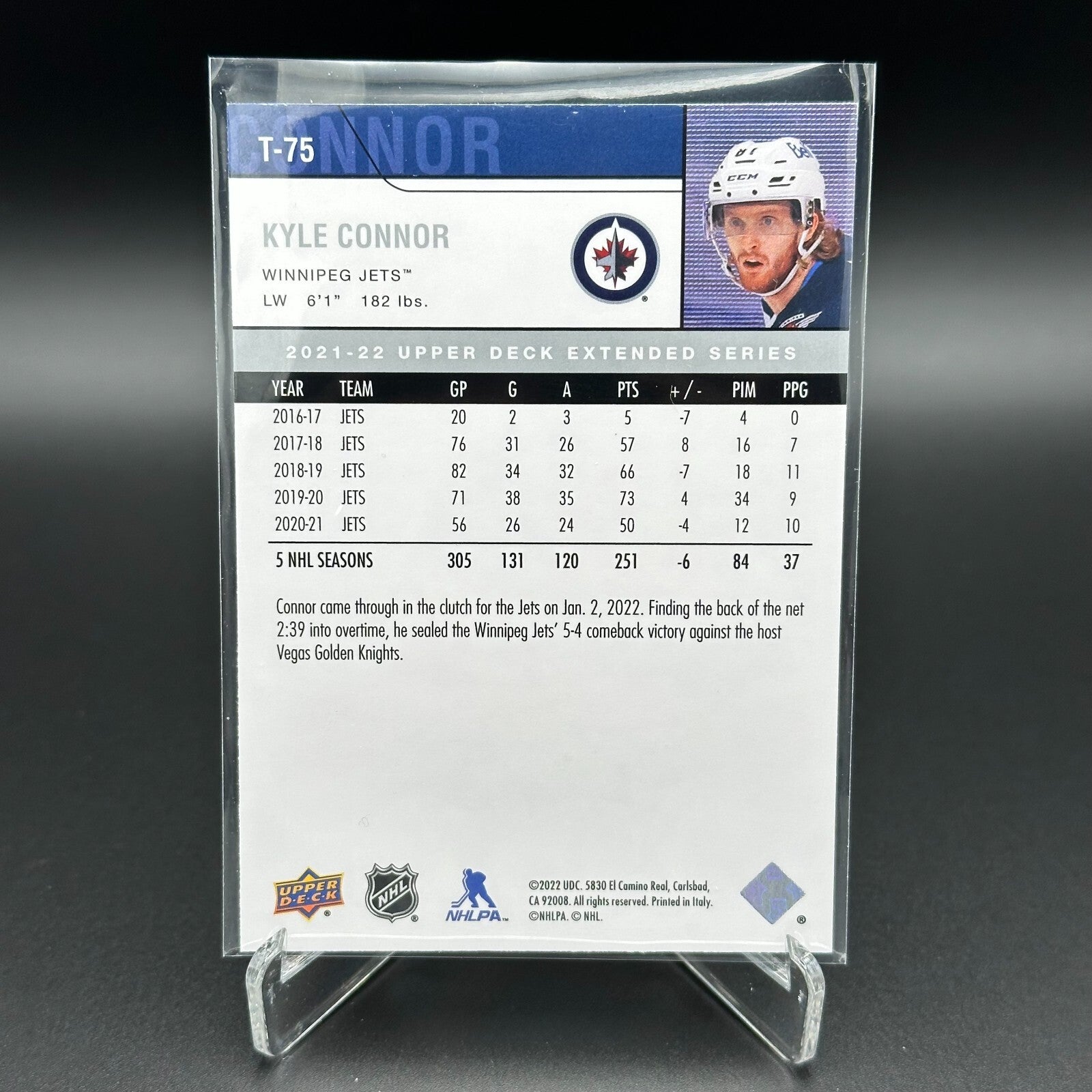 2021-22 UD Extended series KYLE CONNOR #T-75 Retro - Winnipeg Jets