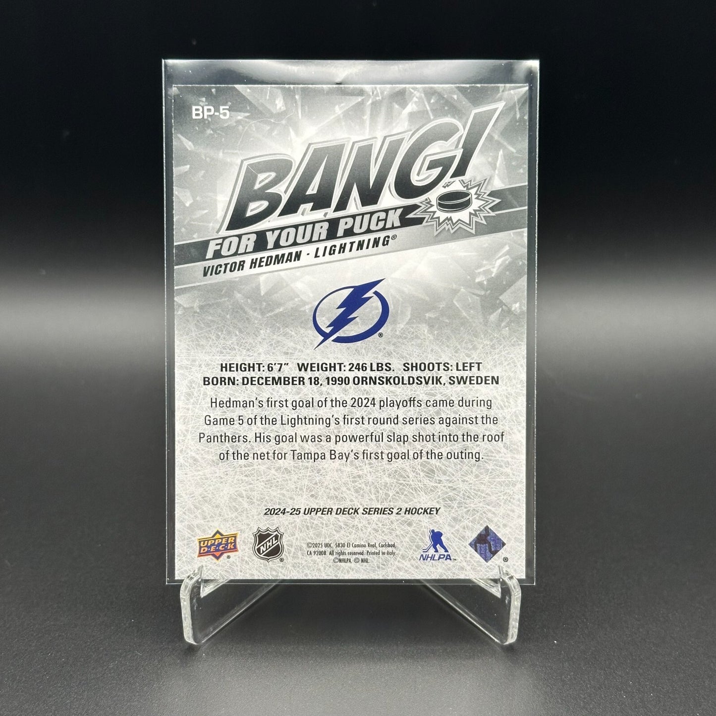 2024-25 UD Series 2 VICTOR HEDMAN #BP-5 Bang for your puck - Tampa Bay Lightning