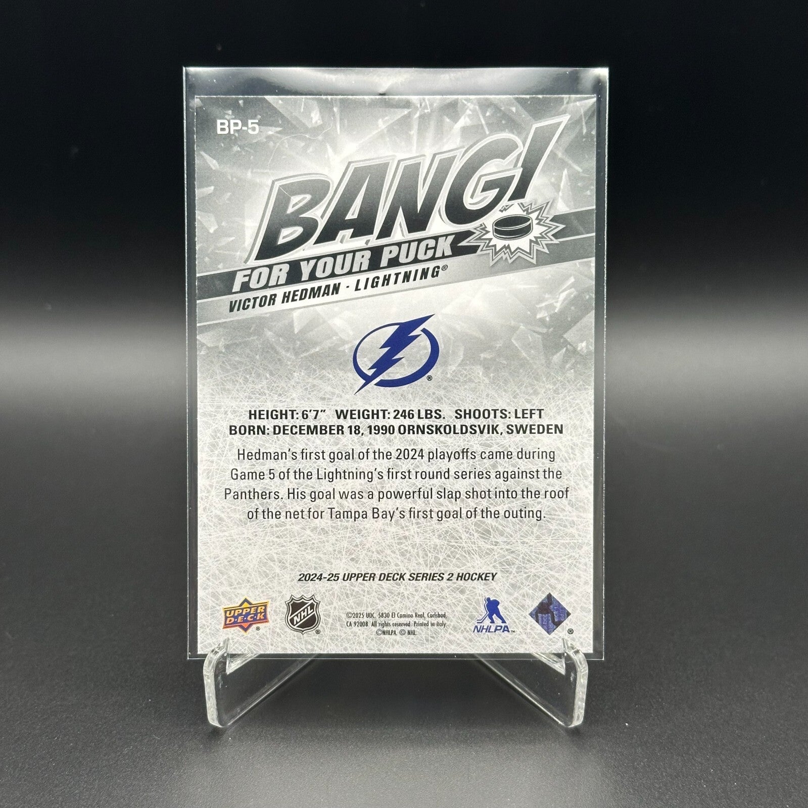 2024-25 UD Series 2 VICTOR HEDMAN #BP-5 Bang for your puck - Tampa Bay Lightning