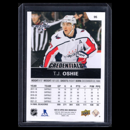 2022-23 UD Credentials T.J. OSHIE #95 Red and Gold 236/299 - Washington Capitals