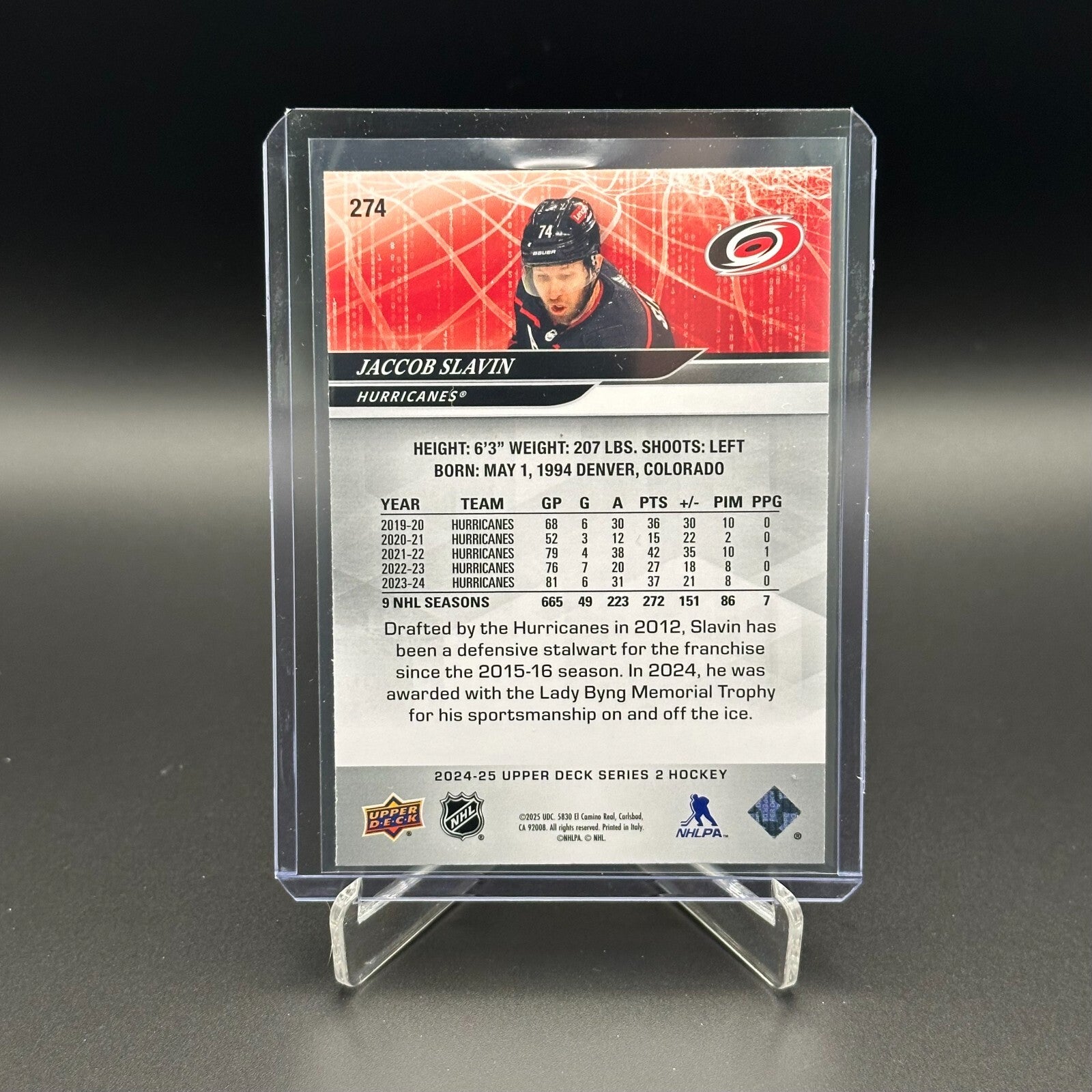 2024-25 UD Series 2 JACCOB SLAVIN #274 Deluxe /250 - Carolina Hurricanes