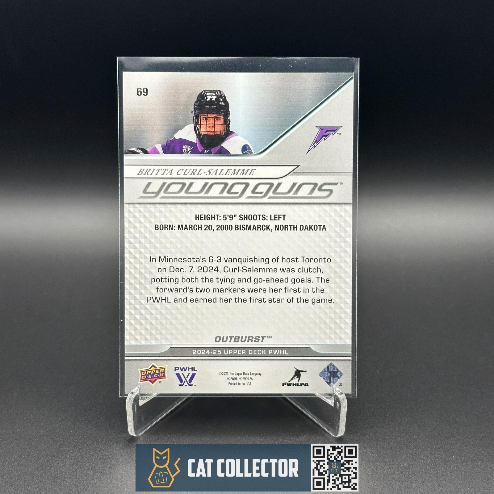 2024-25 UD PWHL BRITTA CURL-SALEMME #69 Young Guns Outburst RC