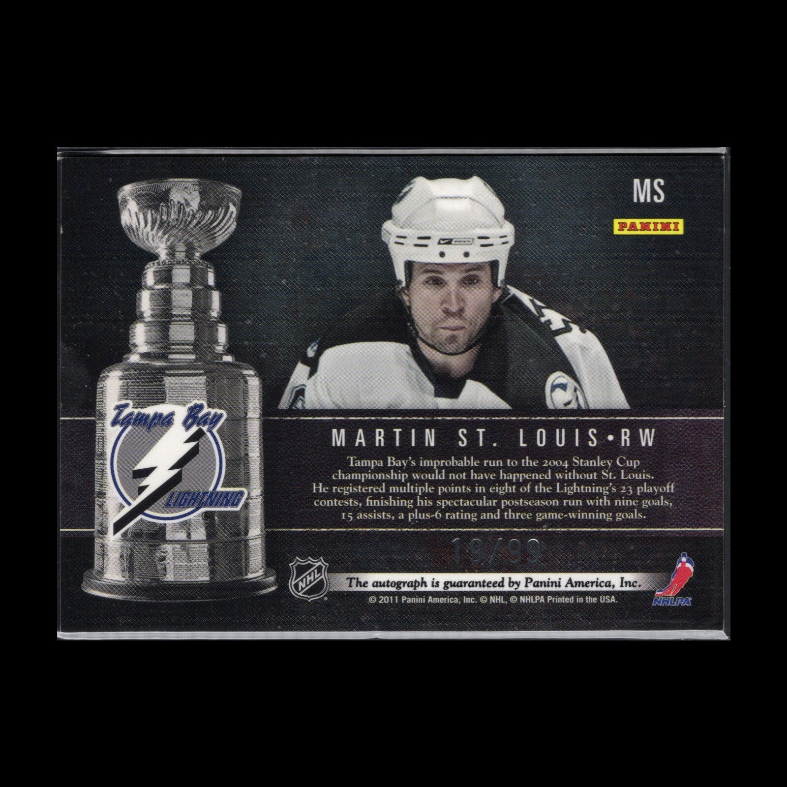 2011-12 Panini Limited MARTIN ST. LOUIS #MS Winners Signatures /99 Hard Signed