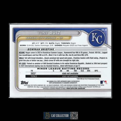 2024 Bowman Chrome TONY RUIZ #CPA-TR Yellow Refractor Auto 58/75