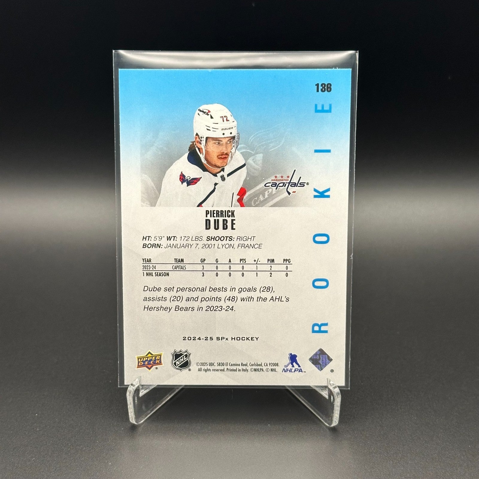 2024-25 Upper Deck SPx PIERRICK DUBE #136 Rookie RC - Washington Capitals