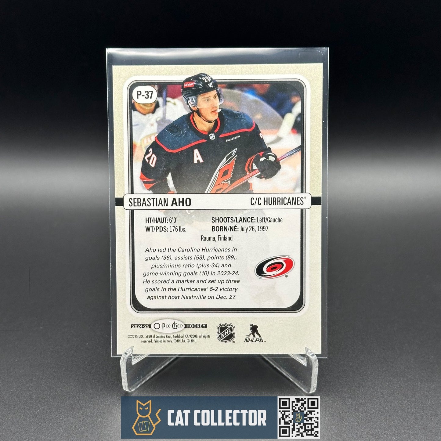 2024-25 O-Pee-Chee Hockey SEBASTIAN AHO #P-37 Premier - Carolina Hurricanes