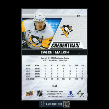 2024-25 UD Credentials EVGENI MALKIN #84 Blue /299 - Pittsburgh Penguins