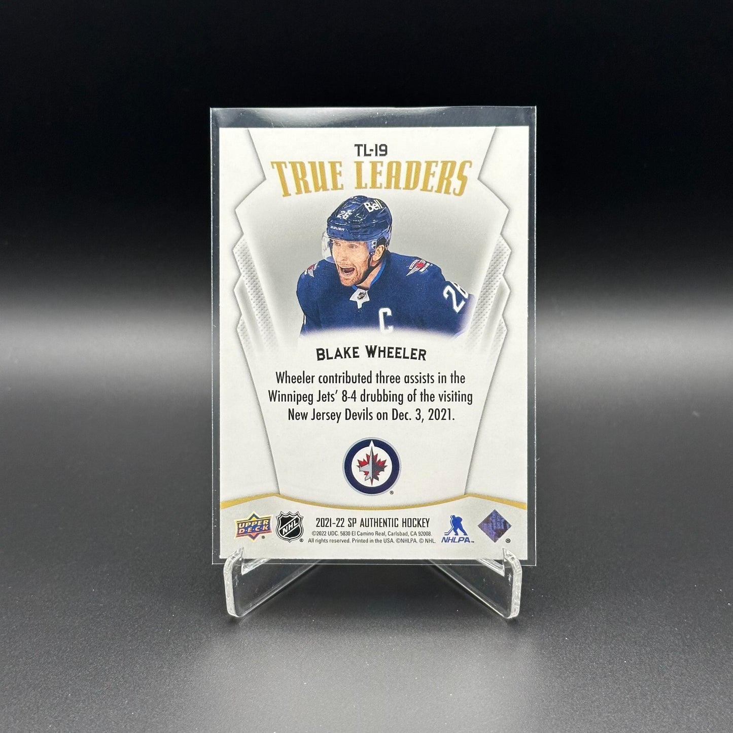 2021-22 UD SP Authentic BLAKE WHEELER #TL-19 True Leaders - Winnipeg Jets