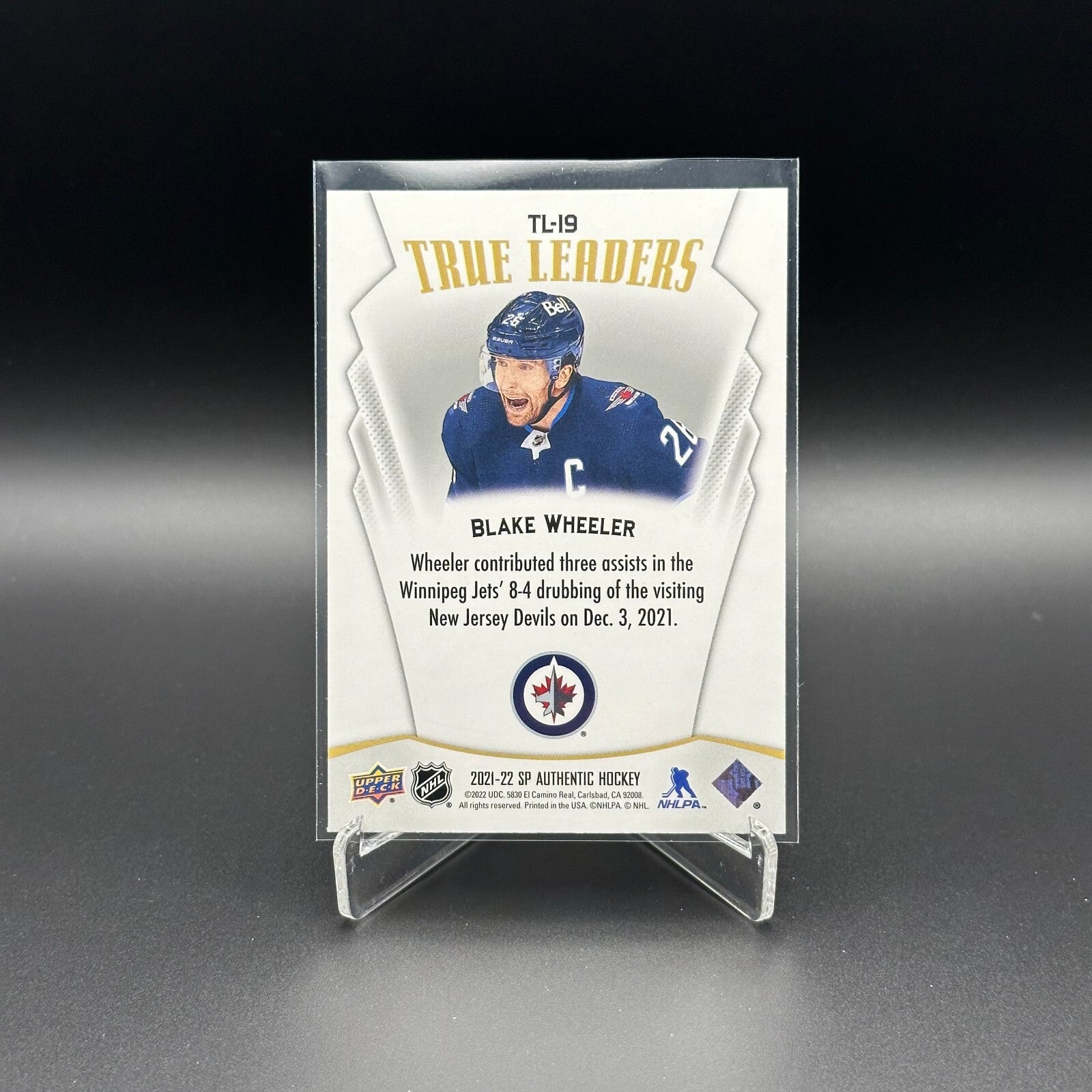 2021-22 UD SP Authentic BLAKE WHEELER #TL-19 True Leaders - Winnipeg Jets