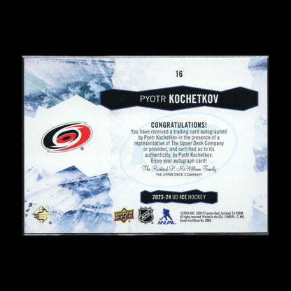 2024-25 UD Ice PYOTR KOCHETKOV #16 2023 Update - White Snowflake AUTO Parallel