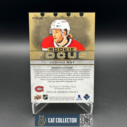 2024-25 UD Premier JOSHUA ROY #PFR-JR Focus Auto Patch Rookies RC /49