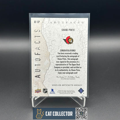 2025-26 UD Artifacts SHANE PINTO #AF-SP Autofacts Auto