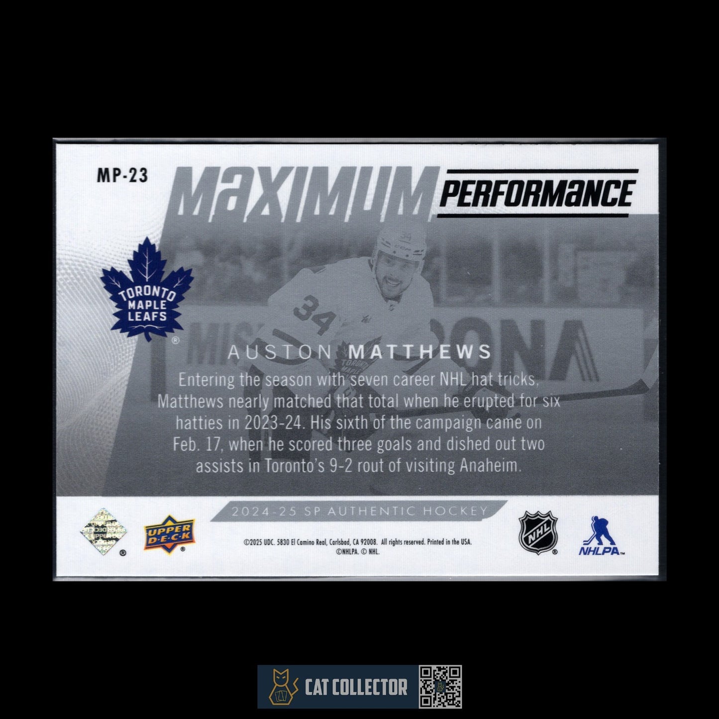 2024-25 UD SP Authentic AUSTON MATTHEWS #MP-23 Maximum performance