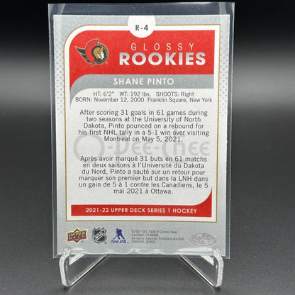 2021-22 UD Series 1 SHANE PINTO #R-4 O-Pee-Chee Glossy Rookies Silver RC