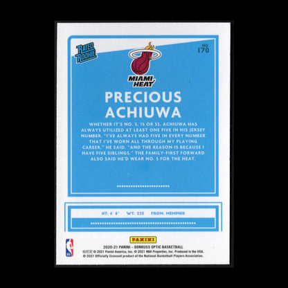 2020-21 Panini Donruss Optic PRECIOUS ACHIUWA #170 Rated Rookie RC