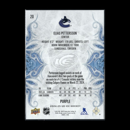 2024-25 UD Ice ELIAS PETTERSON #20 Purple parallel - Vancouver Canucks