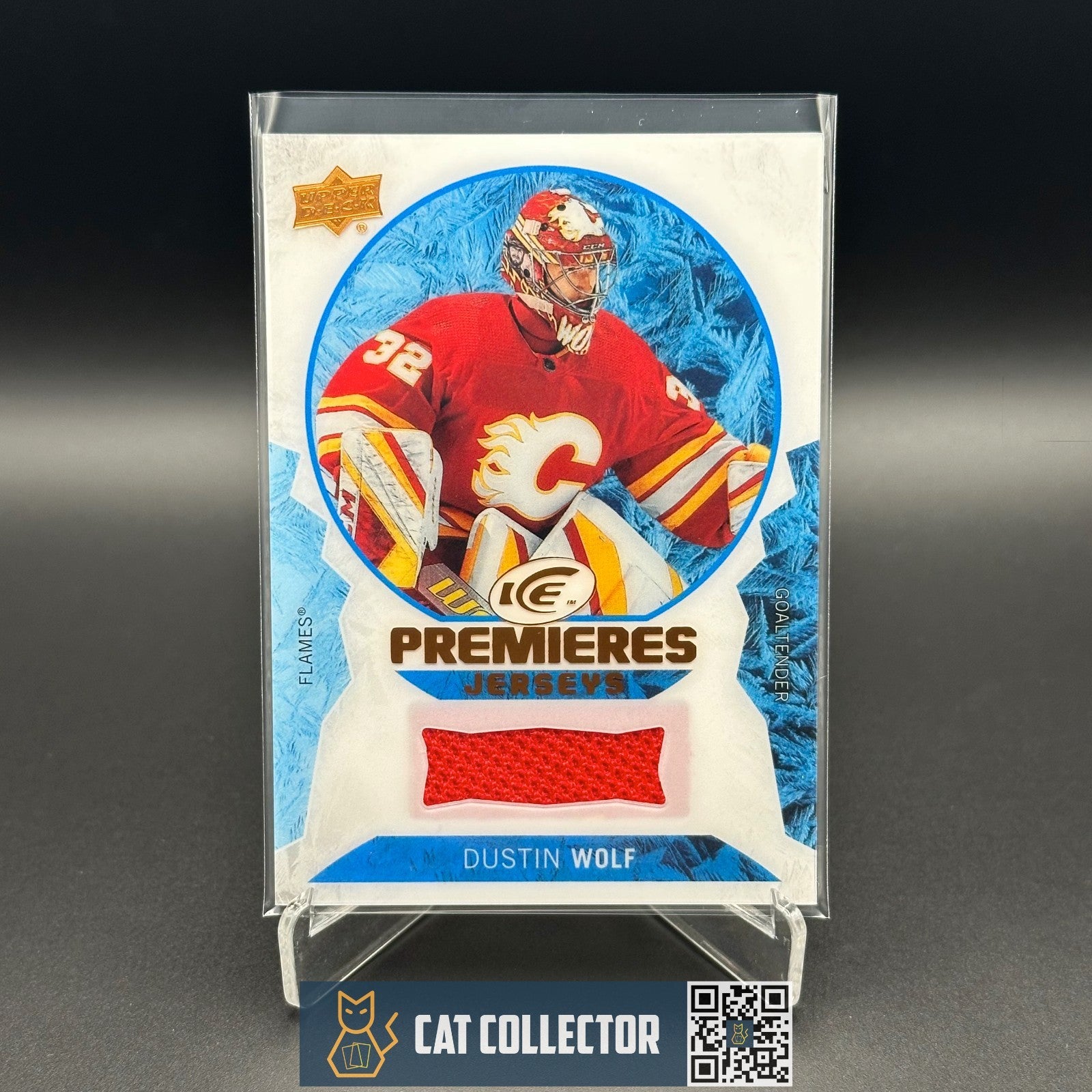 2023-24 UD Ice DUSTIN WOLF #IPJ-DW Ice Premieres Jersey Rookie RC