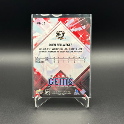 2024-25 UD Black Diamond OLEN ZELLWEGER #RG-OZ Rookie Gems RC /100