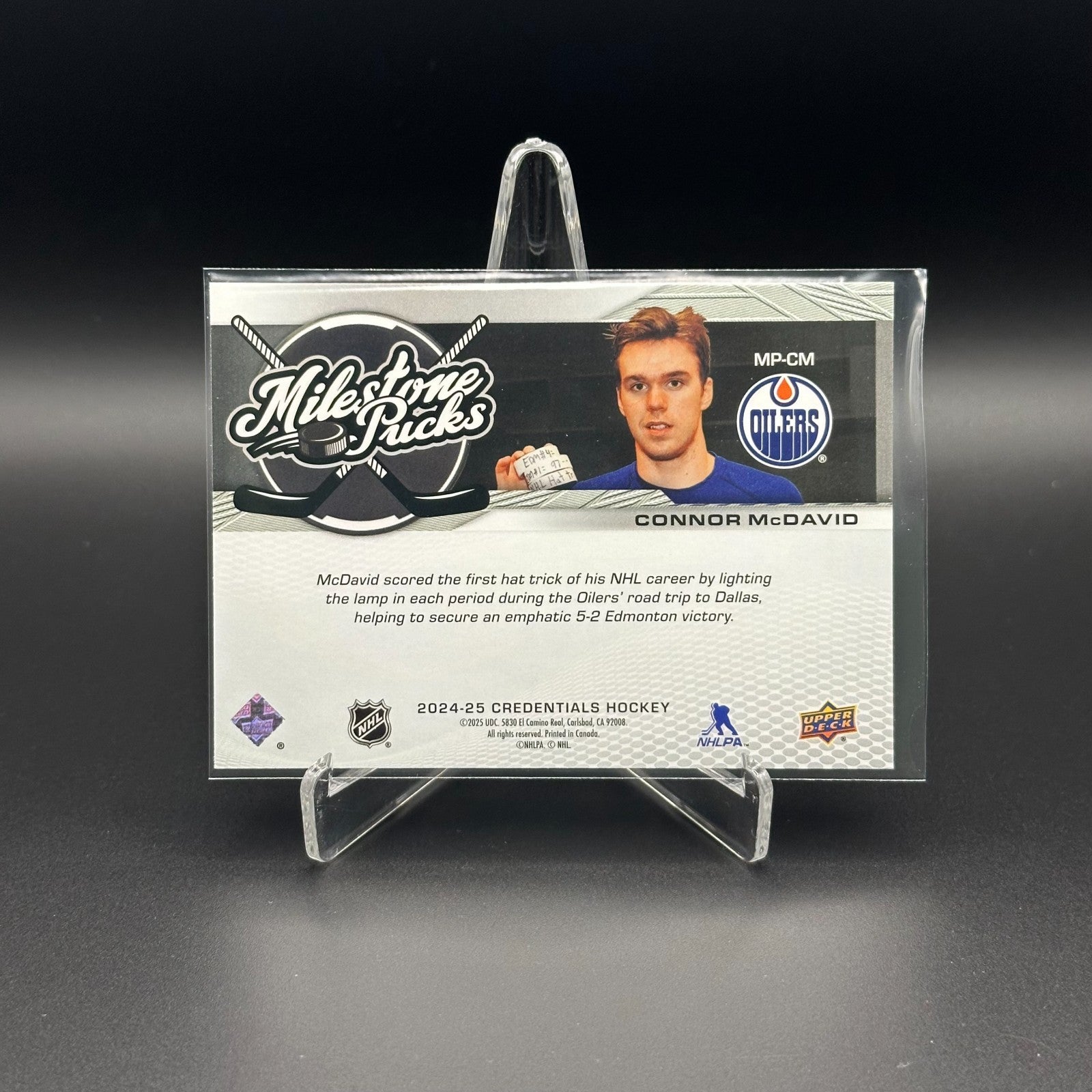 2024-25 UD Credentials CONNOR MCDAVID #MP-CM Milestone Pucks