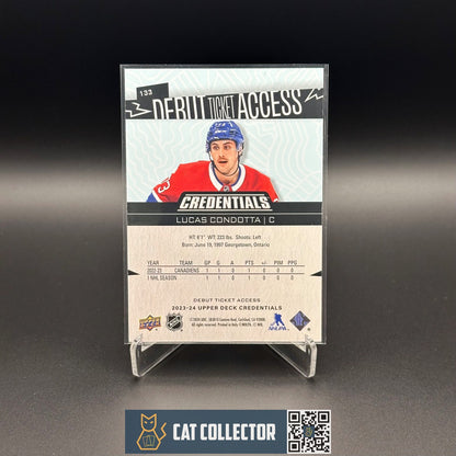 2023-24 UD Credentials LUCAS CONDOTTA #133 Debut Ticket Access Rookie RC /999