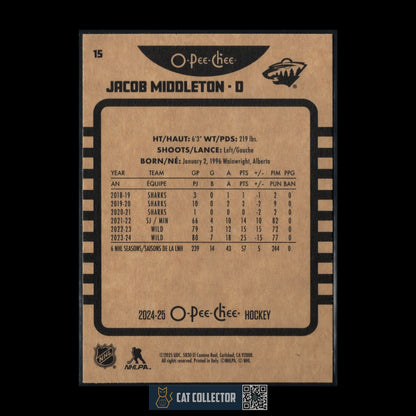 2024-25 O-Pee-Chee Hockey JACOB MIDDLETON #15 Retro - Minnesota Wild