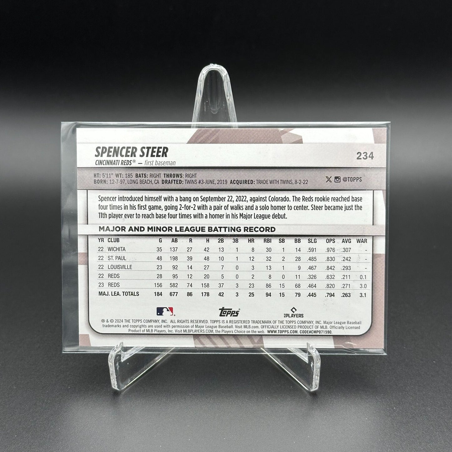 2024 Topps Big League SPENCER STEER #234 Rainbow foil - Cincinnati Reds