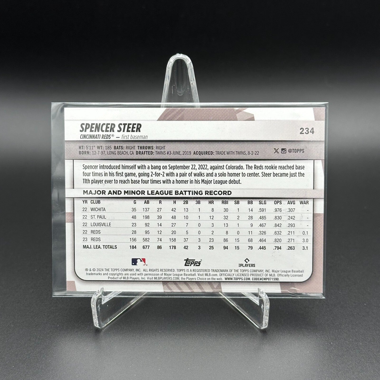 2024 Topps Big League SPENCER STEER #234 Rainbow foil - Cincinnati Reds