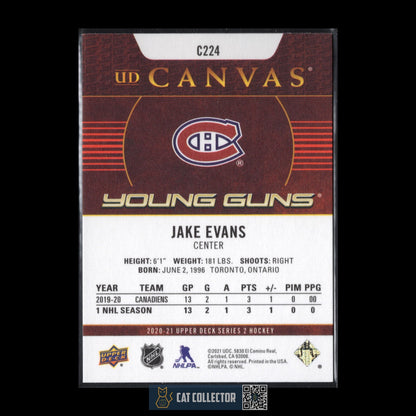2020-21 UD Series 2 JAKE EVANS #C224 UD Canvas Young guns RC Montreal Canadiens