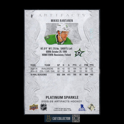 2025-26 UD Artifacts MIKKO RANTANEN #8 Platinum Sparkle /99