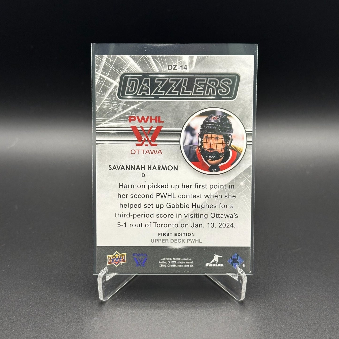 2024-25 UD PWHL SAVANNAH HARMON #DZ-14 Dazzlers Blue - 1st EDITION!