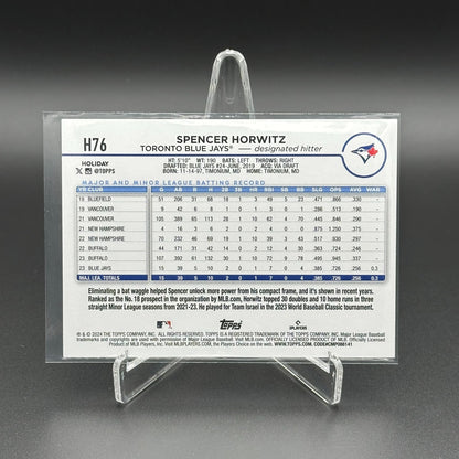 2024 Topps Holiday SPENCER HORWITZ #H76 RC - Toronto Blue Jays