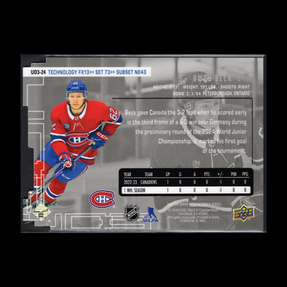 2023-24 UD Extended Series OWEN BECK #UD3-24 Die-cut 1998-99 UD3 Rookie RC