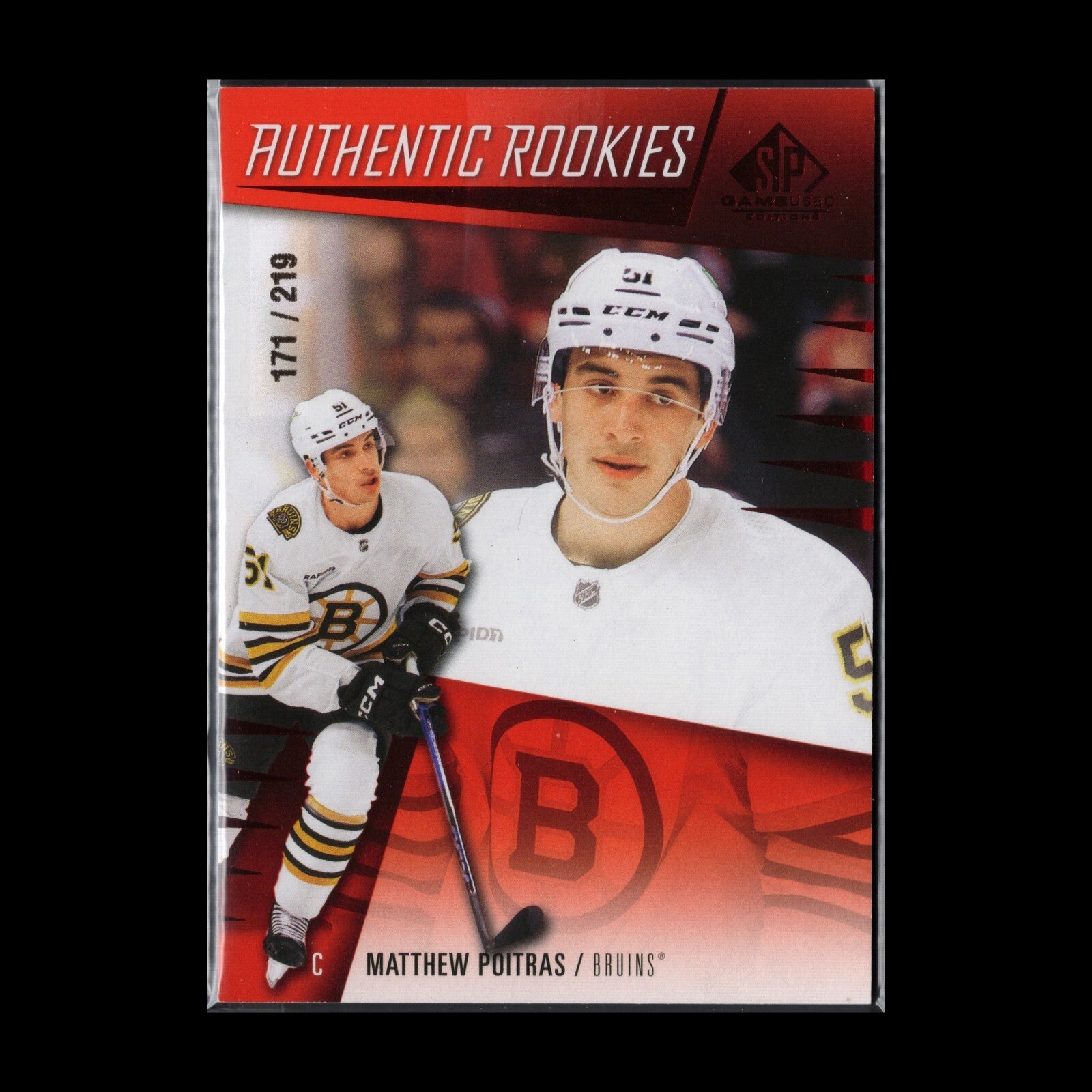 2023-24 UD SP Game Used MATTHEW POITRAS #279 Authentic Rookies Red /219