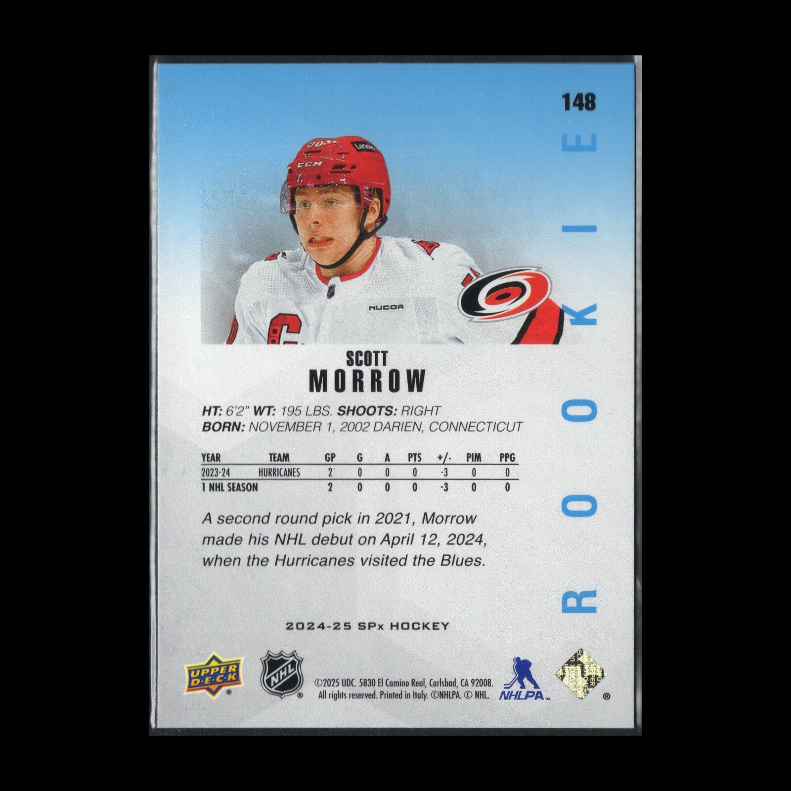 2024-25 Upper Deck SPx SCOTT MORROW #148 RC - Carolina Hurricanes