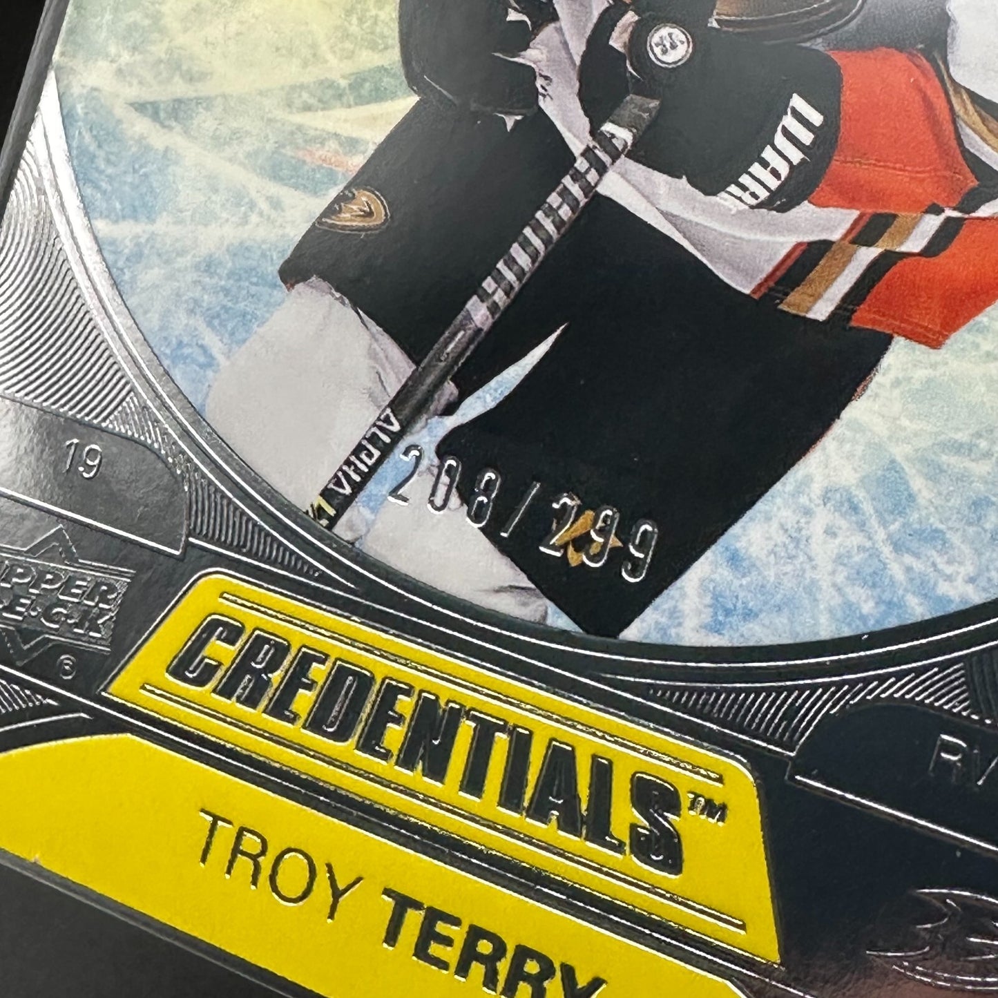 2021-22 UD Credentials TROY TERRY #42 Yellow parallel /249 - Anaheim Ducks